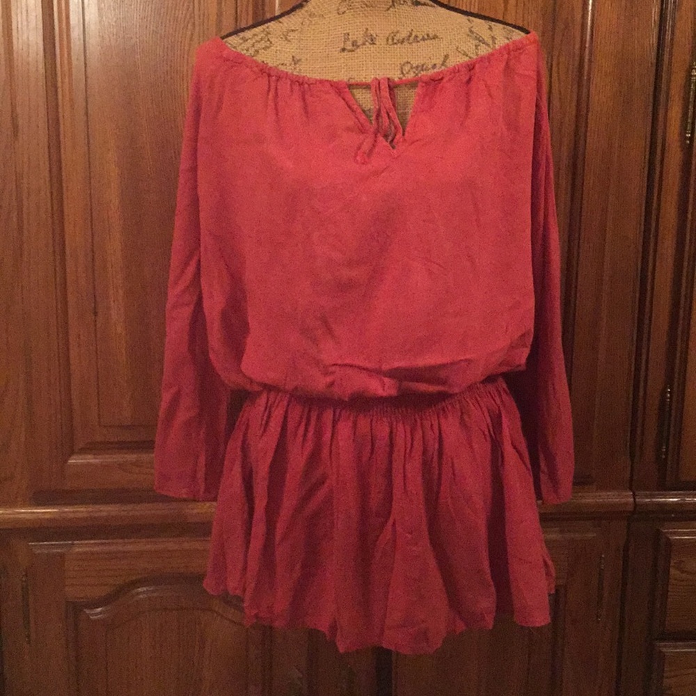 Catch Me Stonewashed Burnt Orange Tunic Size M